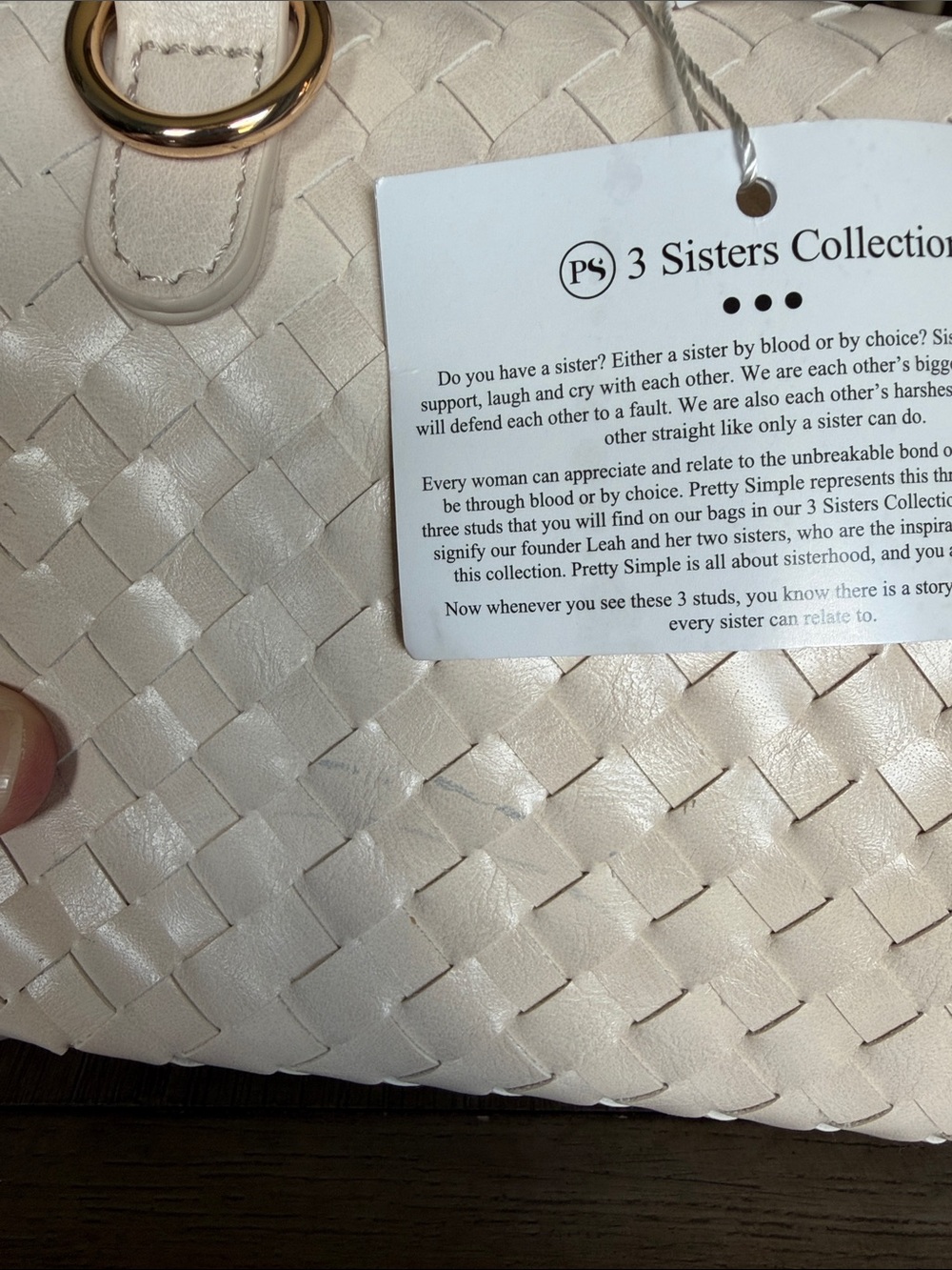 Pretty Simple Cream Woven Clutch with Gold Stud Detail - Picture 5 of 5